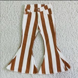 Kid Dark orange stripe bell bottom jeans
